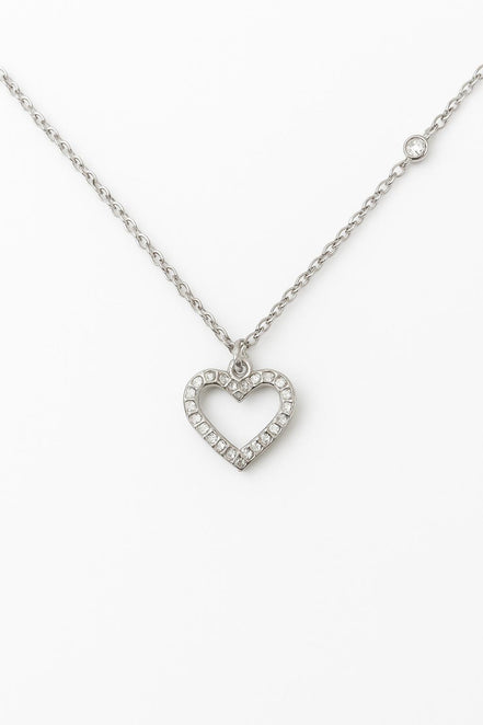 COLLAR PLATEADO CORAZÓN Y PIEDRAS