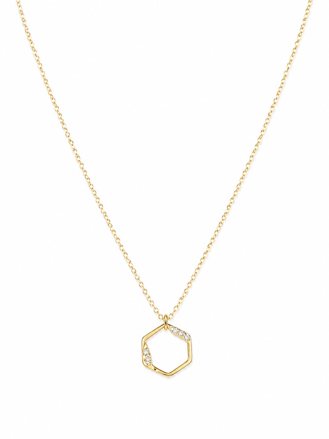 Collar Dorado con Hexágono