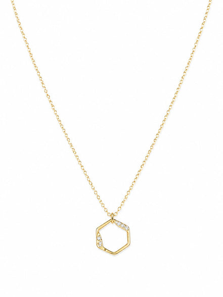 Collar Dorado con Hexágono