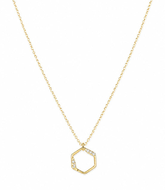 Collar Dorado con Hexágono