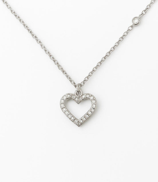 COLLAR PLATEADO CORAZÓN Y PIEDRAS