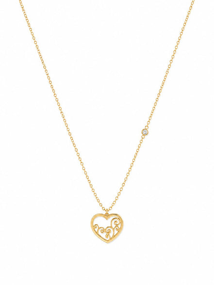 Collar Dorado Corazón con Nácar y una Circonita