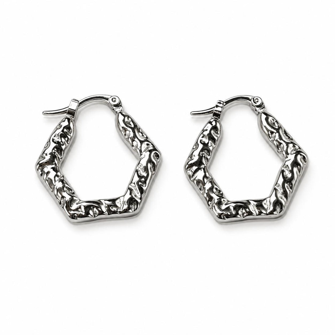 Pendientes Plateados Hexágono
