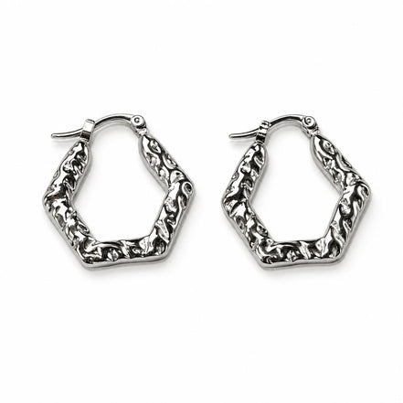 Pendientes Plateados Hexágono
