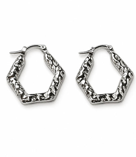 Pendientes Plateados Hexágono