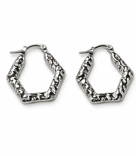 Pendientes Plateados Hexágono