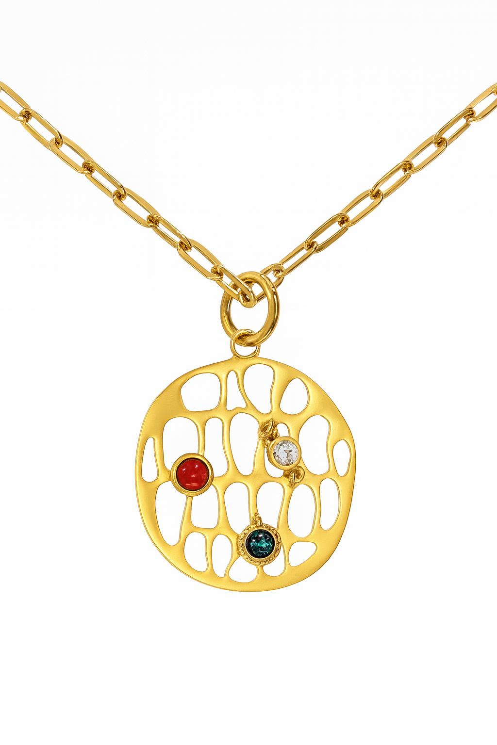 COLLAR DORADO 3 PIEDRAS