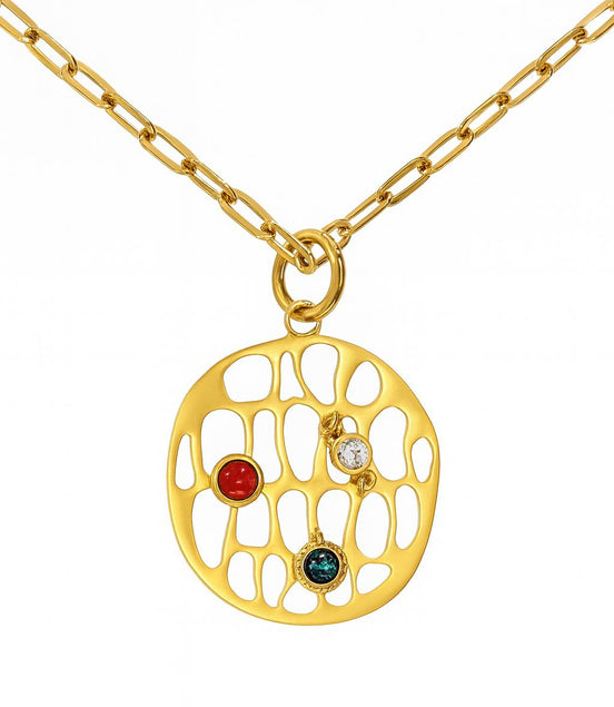 COLLAR DORADO 3 PIEDRAS