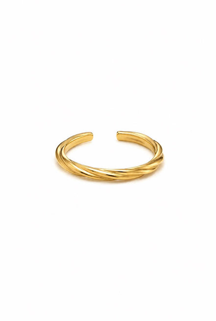 Anillo Ajustable Trenzado Acero Inoxidable Dorado