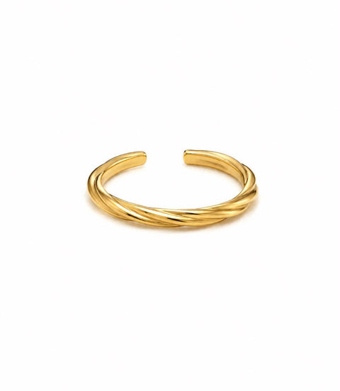Anillo Ajustable Trenzado Acero Inoxidable Dorado