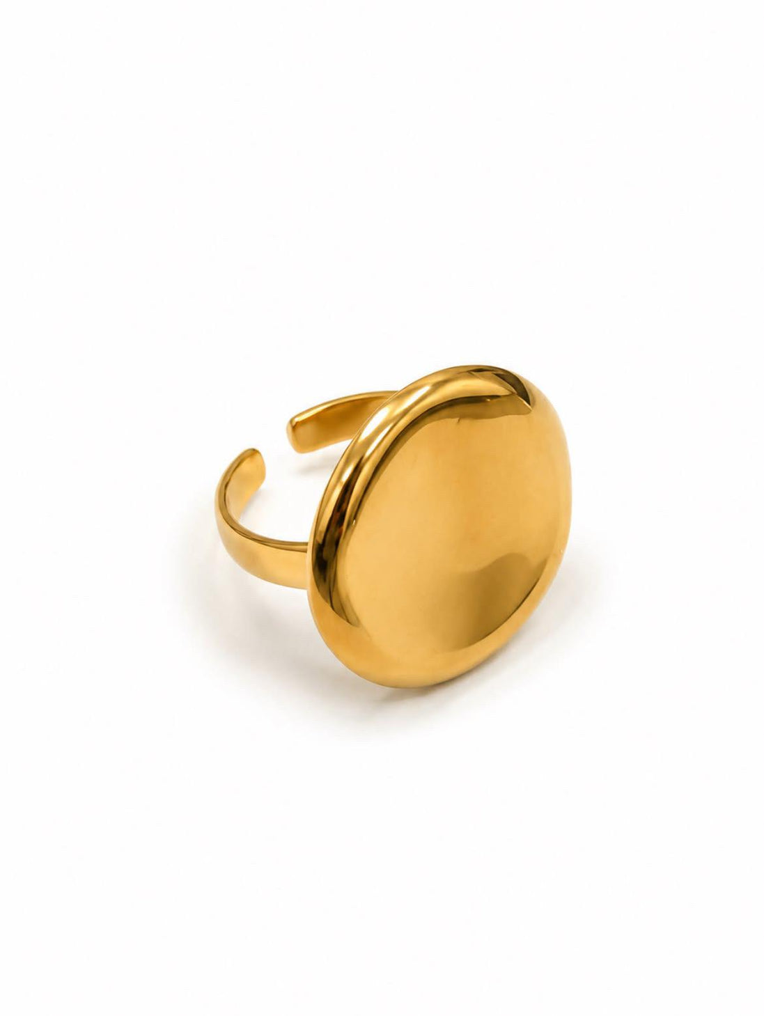 Anillo Disco Circular Liso Acero Inoxidable Dorad