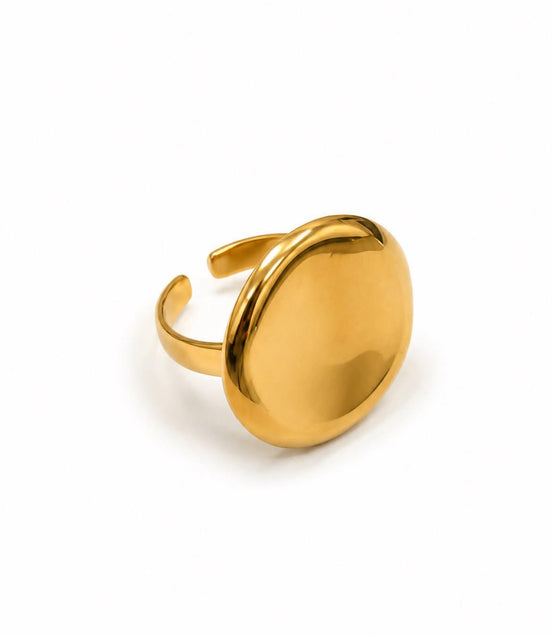 Anillo Disco Circular Liso Acero Inoxidable Dorad
