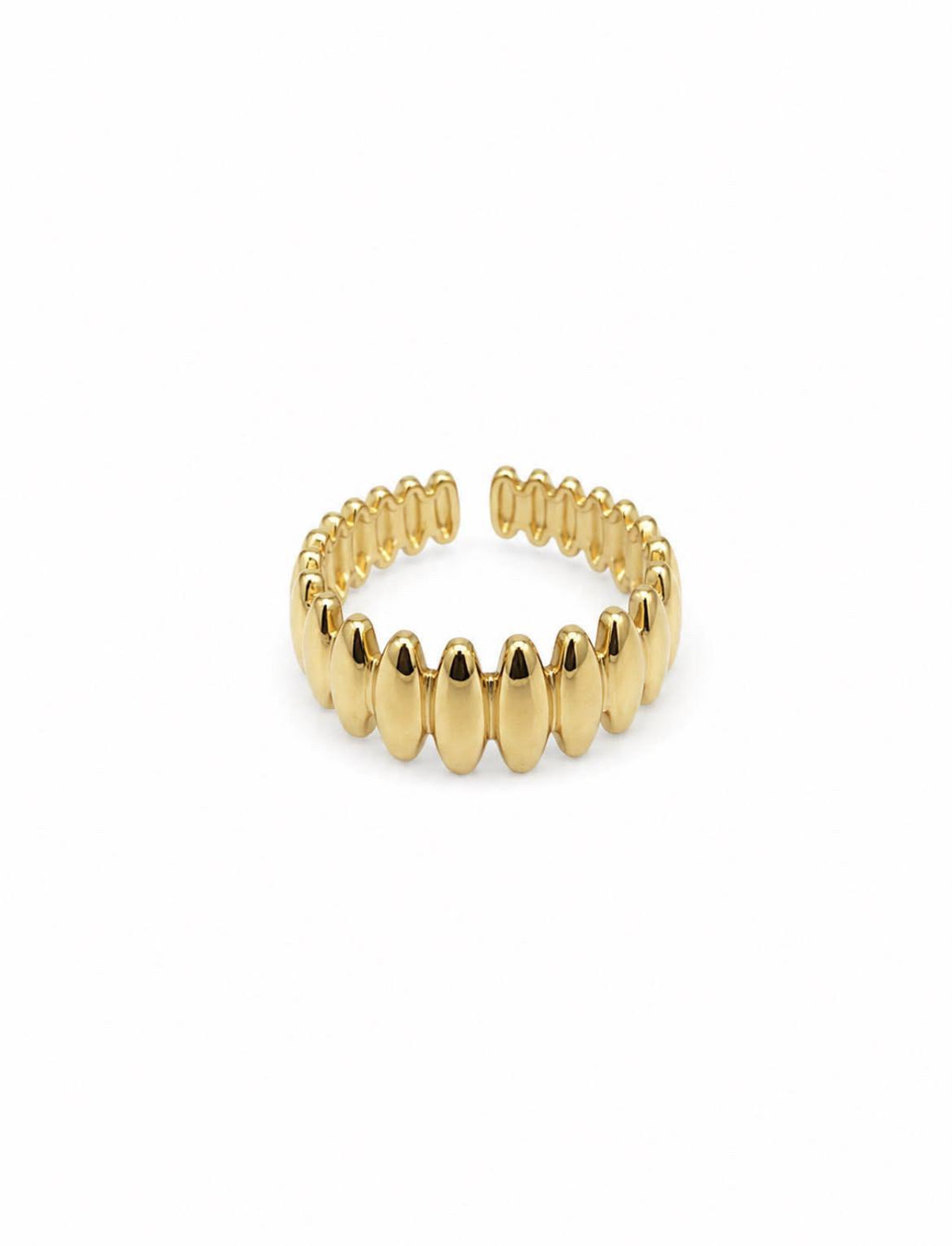 Anillo Ajustable Textura Costillas Acero Inoxidable Dorado