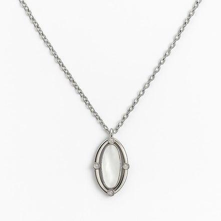 COLLAR PLATEADO CON NACAR Y PIEDARAS