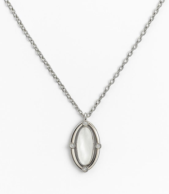 COLLAR PLATEADO CON NACAR Y PIEDARAS