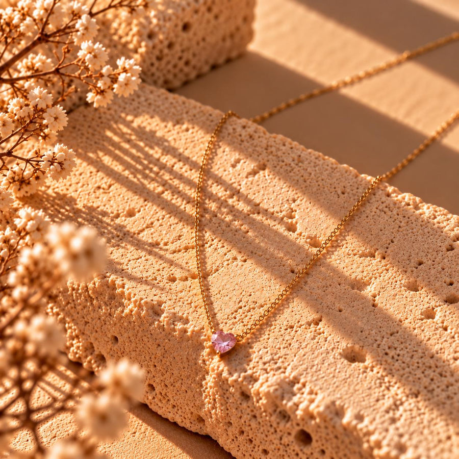 Collar Un Rien de Toi · Corazón Rosa Dorado