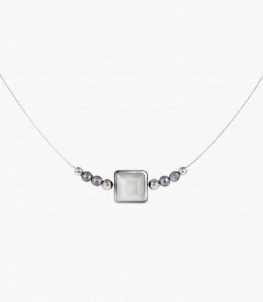 Collar piedra cuadrada blanco hielo