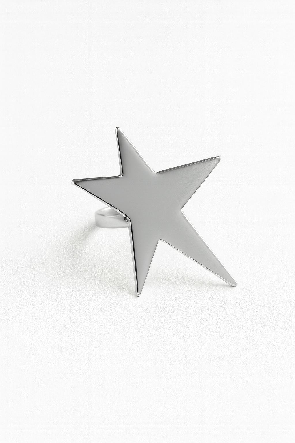 Anillo estrella plateado