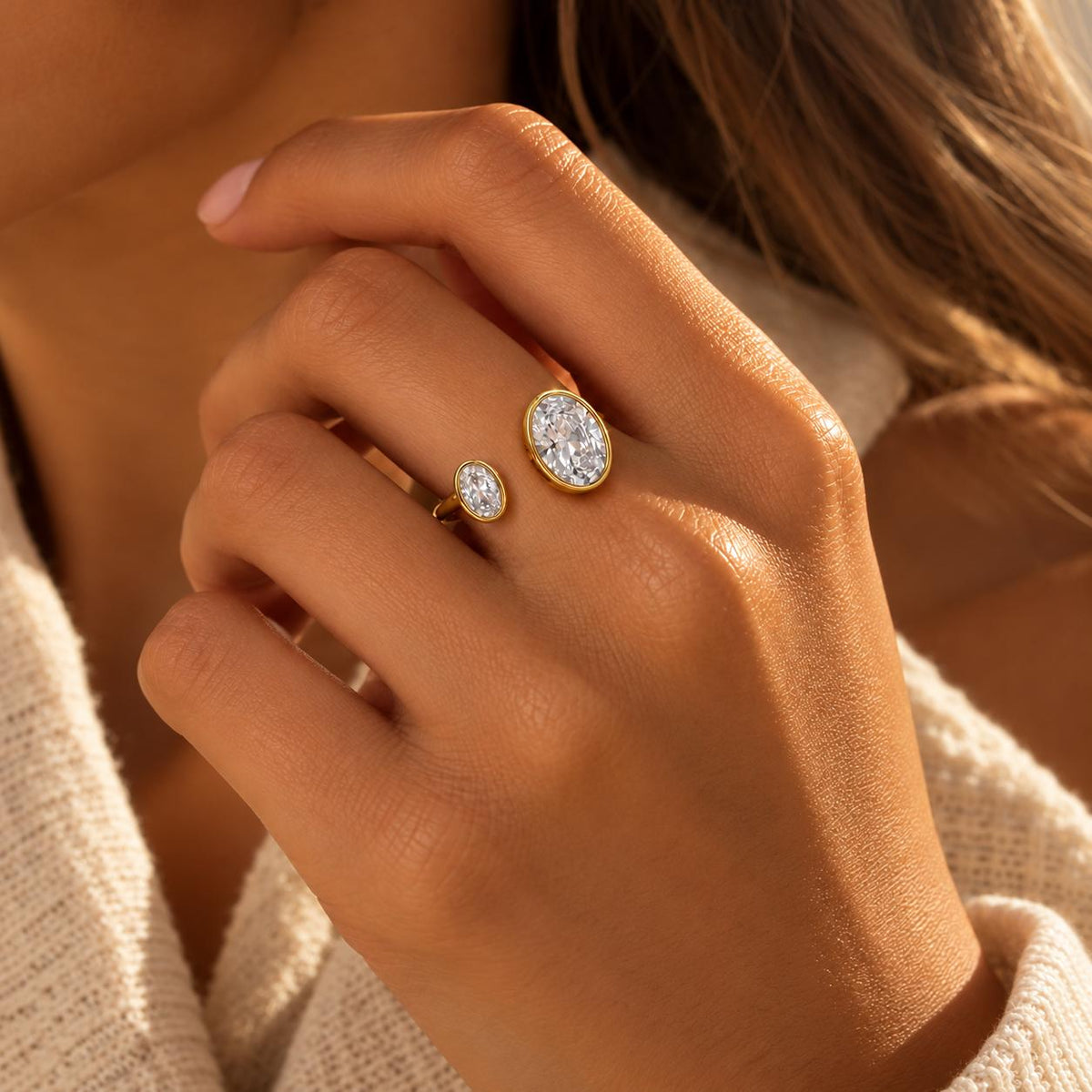Anillo Nos Deux Étoiles Dorado