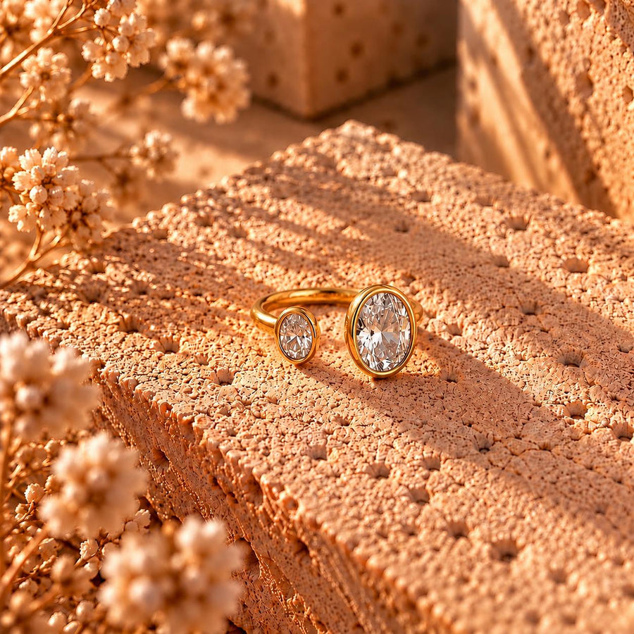 Anillo Nos Deux Étoiles Dorado
