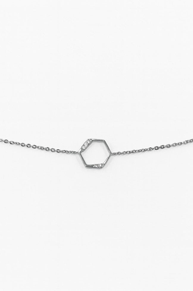 Pulsera Hexágono Plata con Circonitas