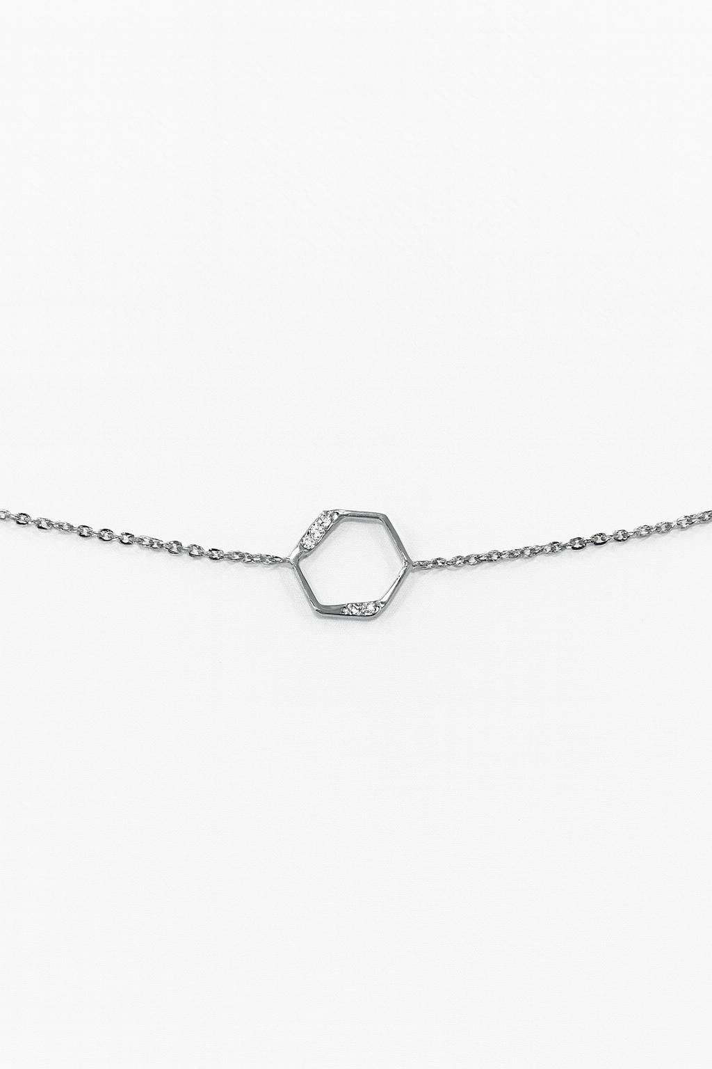 Pulsera Hexágono Plata con Circonitas