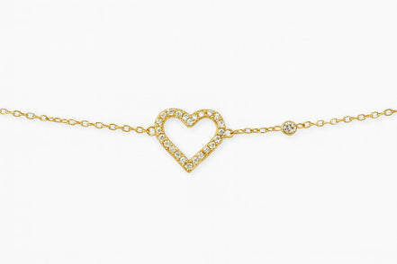 PULSERA DORADA CORAZÓN Y PIEDRAS