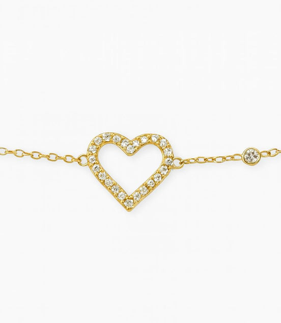 PULSERA DORADA CORAZÓN Y PIEDRAS