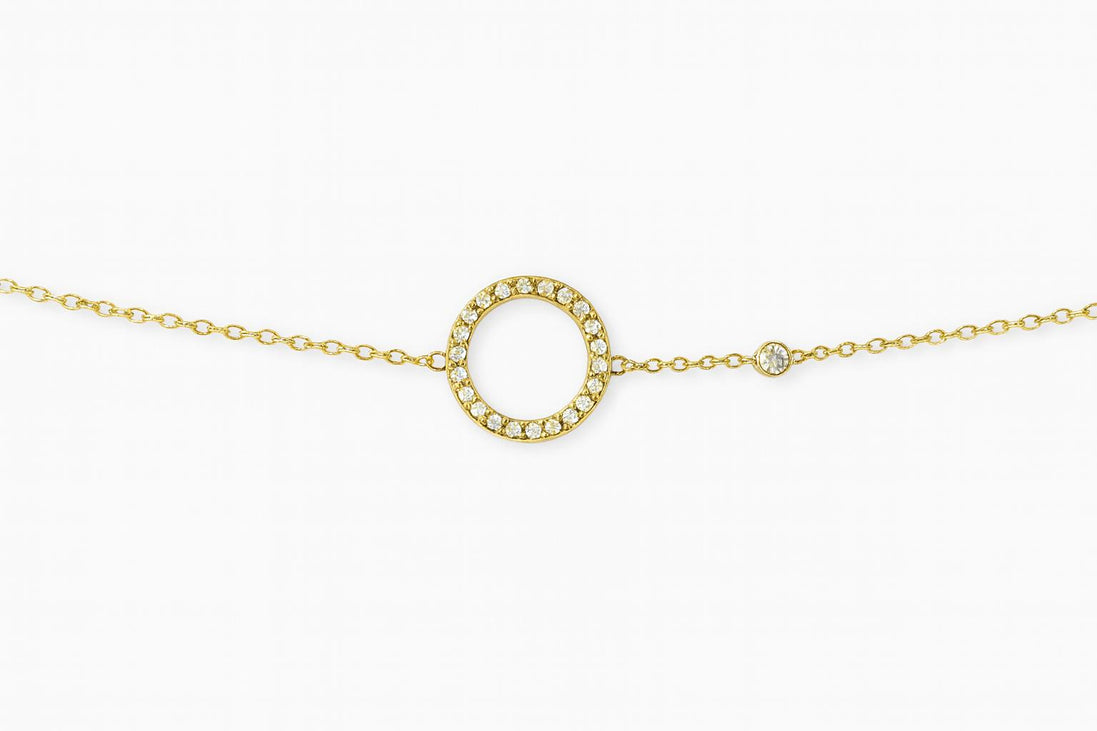 PULSERA DORADA CIRCULO Y PIEDRAS
