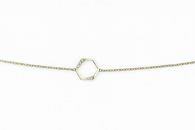 Pulsera Hexágono Dorado con Circonitas