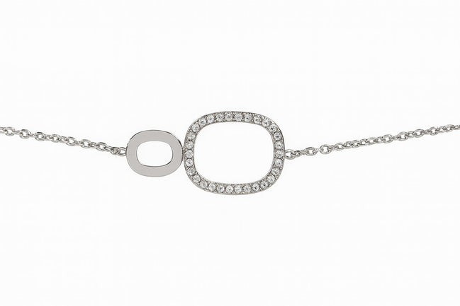 Pulsera Doble Aro Plateado con Circonitas