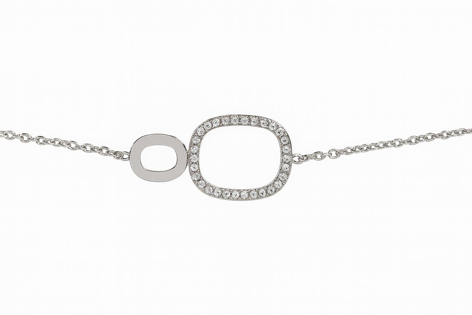 Pulsera Doble Aro Plateado con Circonitas