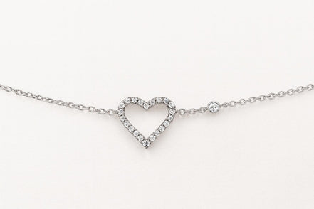 PULSERA PLATEADA CORAZÓN Y PIEDRAS