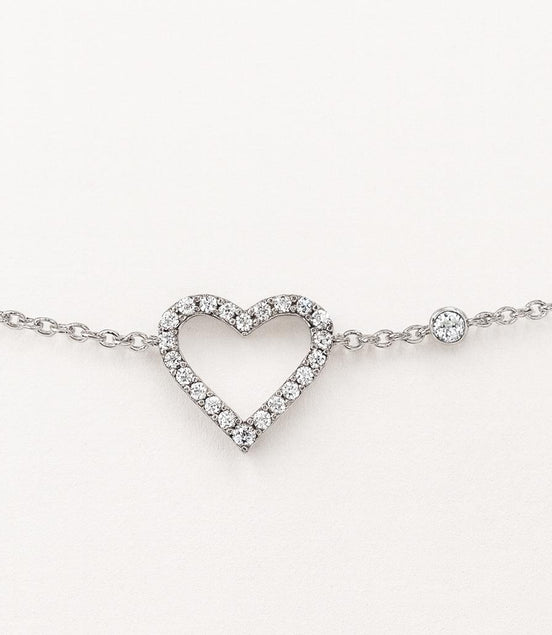 PULSERA PLATEADA CORAZÓN Y PIEDRAS