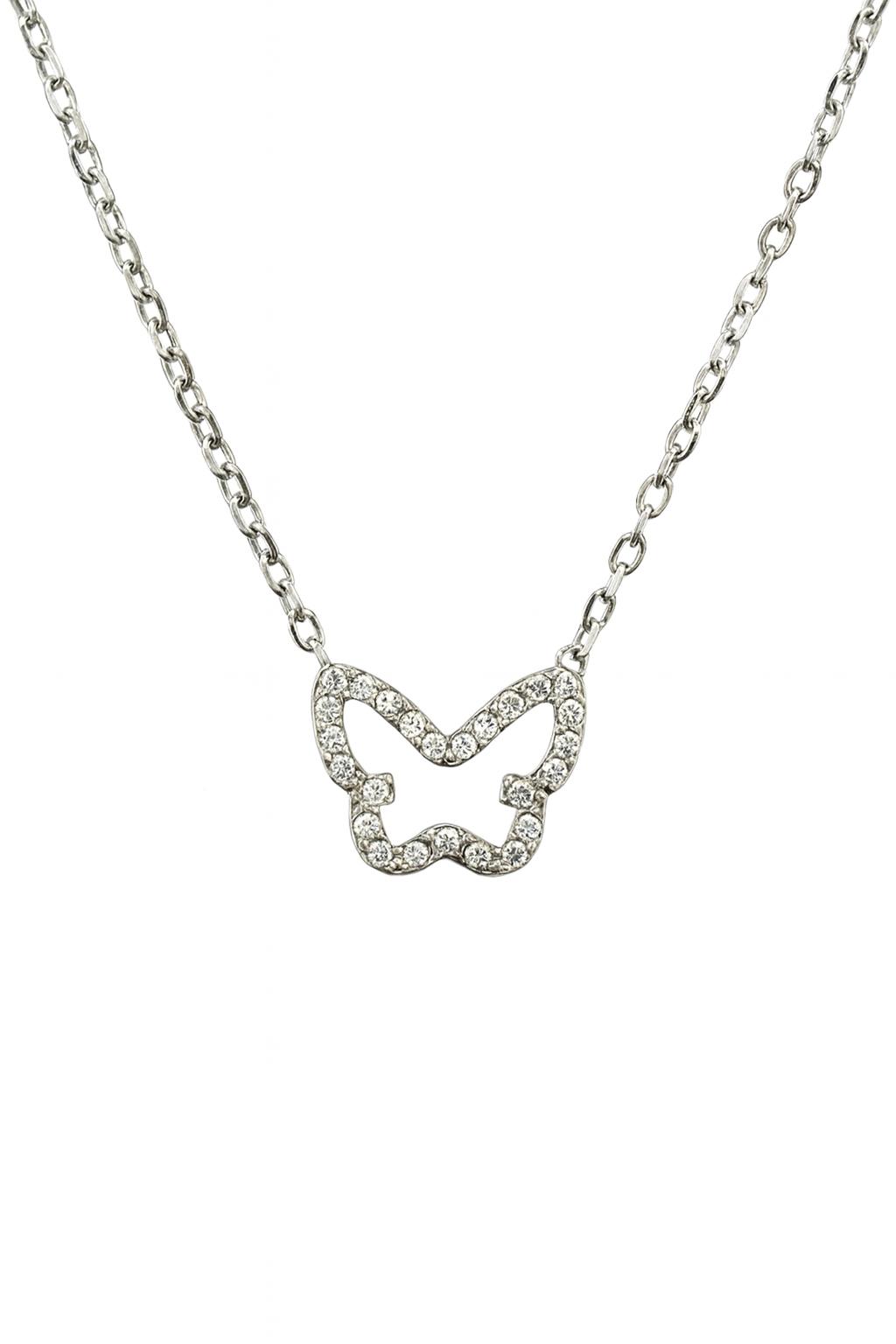 COLLAR PLATEADO MARIPOSA Y PIEDARAS
