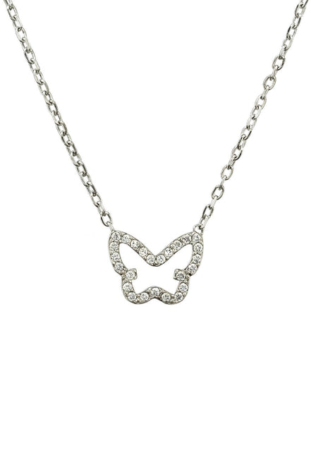 COLLAR PLATEADO MARIPOSA Y PIEDARAS