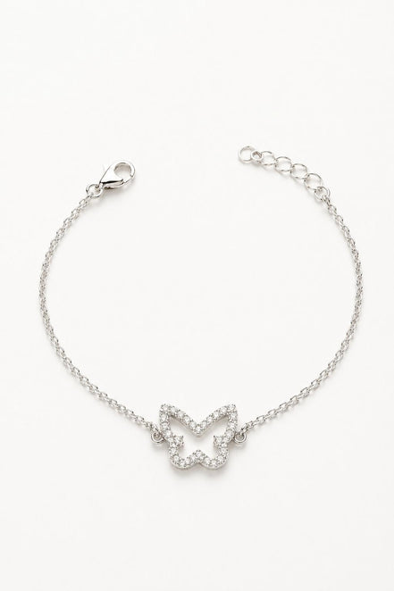 PULSERA MARIPOSA PLATEADA CON CIRCONITAS