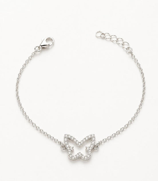 PULSERA MARIPOSA PLATEADA CON CIRCONITAS