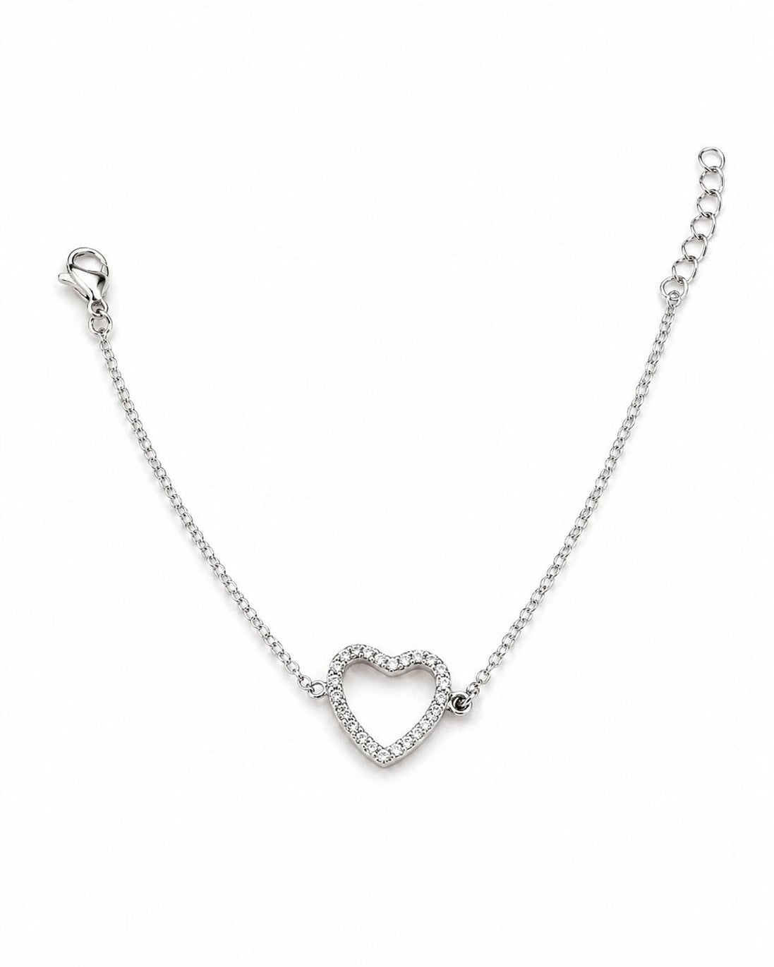PULSERA CORAZÓN PLATEADA CON CIRCONITAS