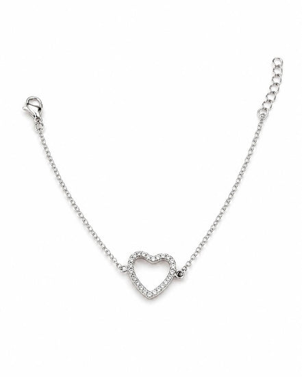 PULSERA CORAZÓN PLATEADA CON CIRCONITAS