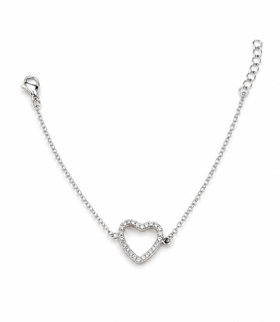 PULSERA CORAZÓN PLATEADA CON CIRCONITAS