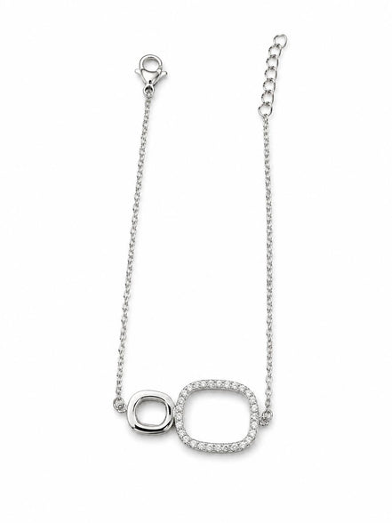 Pulsera Doble Aro Plateado con Circonitas