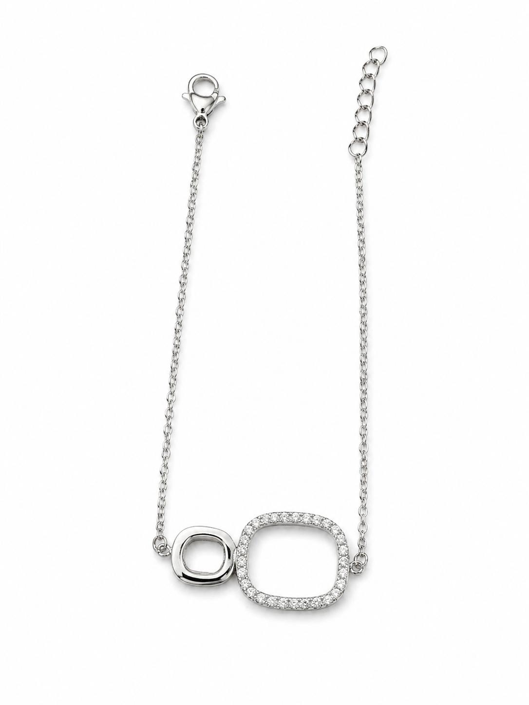 Pulsera Doble Aro Plateado con Circonitas