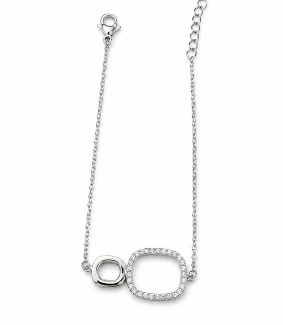 Pulsera Doble Aro Plateado con Circonitas