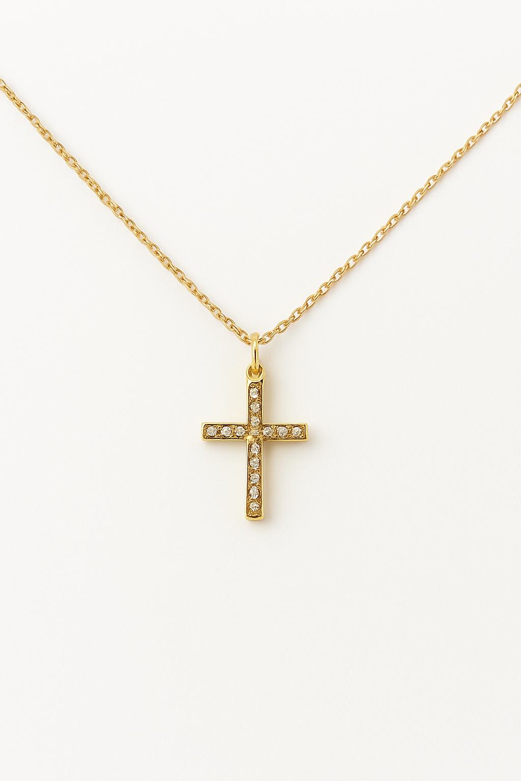 COLLAR CRUZ DORADA CON PIEDRAS