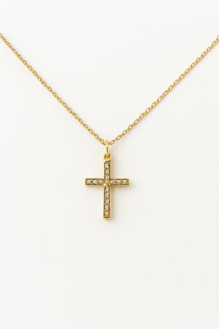 COLLAR CRUZ DORADA CON PIEDRAS