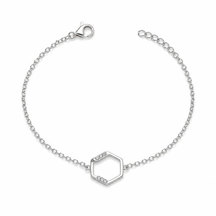 Pulsera Hexágono Plata con Circonitas