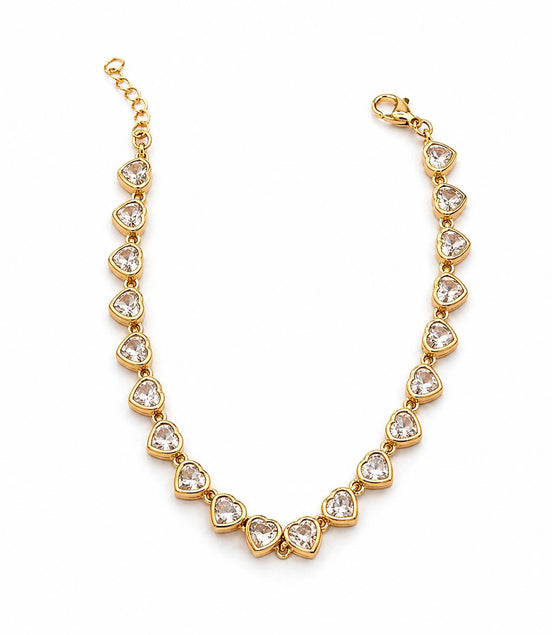 Pulsera Dorada Corazones y Circonitas