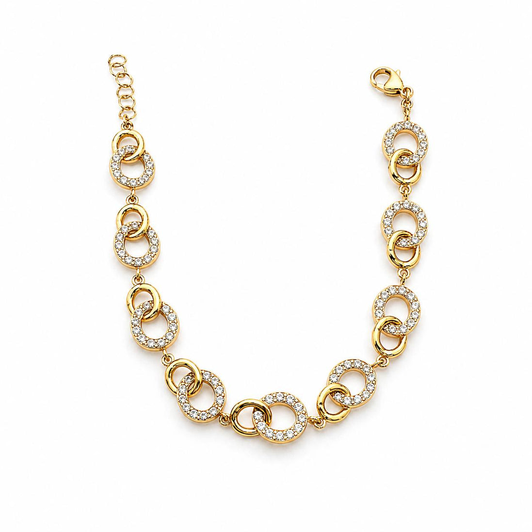 Pulsera Dorada con Círculos y Circonitas