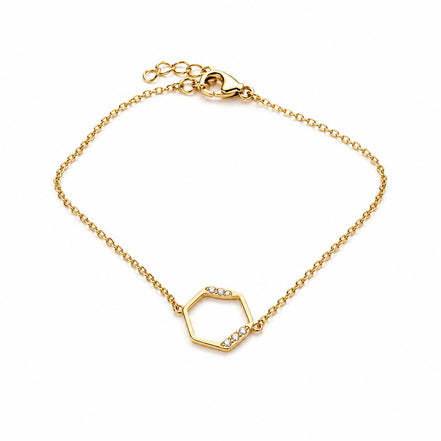 Pulsera Hexágono Dorado con Circonitas